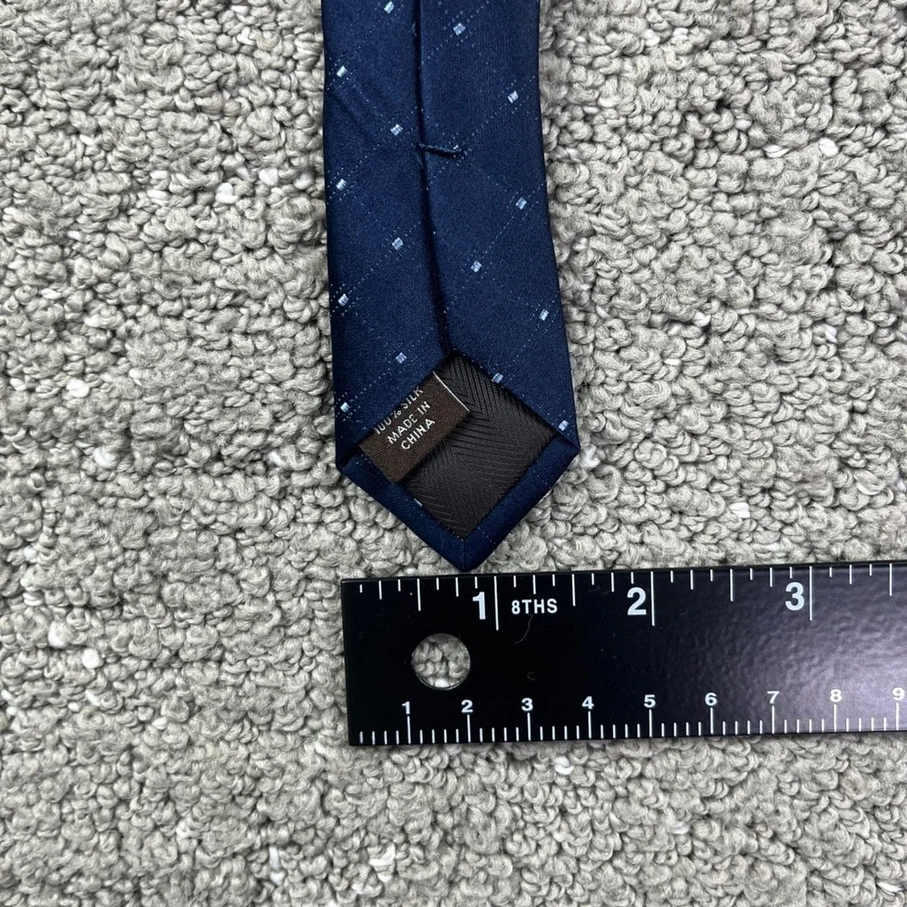 Joseph Abboud Necktie Mens OS Navy Blue Silk Grid Dot Formal Classic